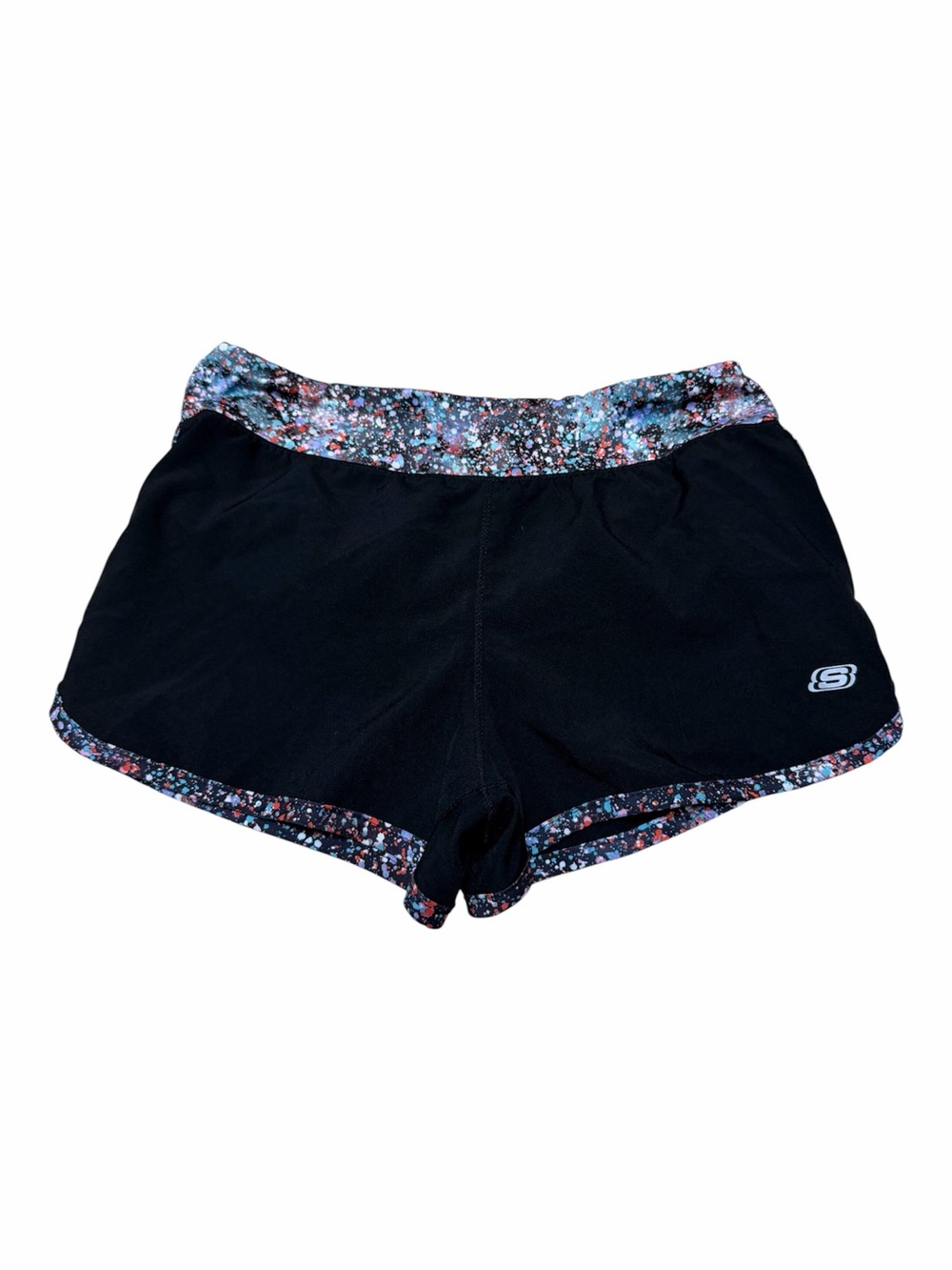Skechers Girls Size 10 Black multicolor Speckled Athletic Running Shorts Active